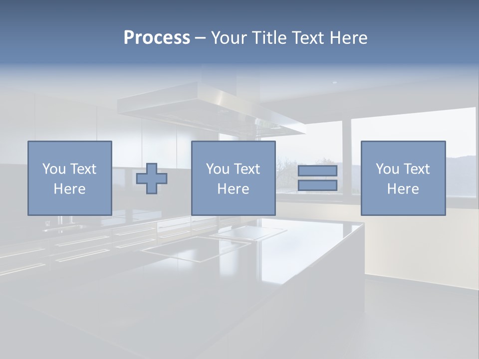 A Modern Kitchen With A Large Window Overlooking The Mountains PowerPoint Template