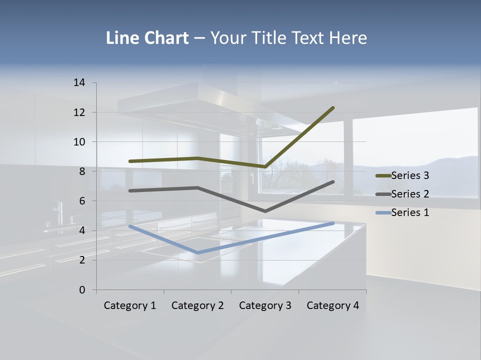 A Modern Kitchen With A Large Window Overlooking The Mountains PowerPoint Template