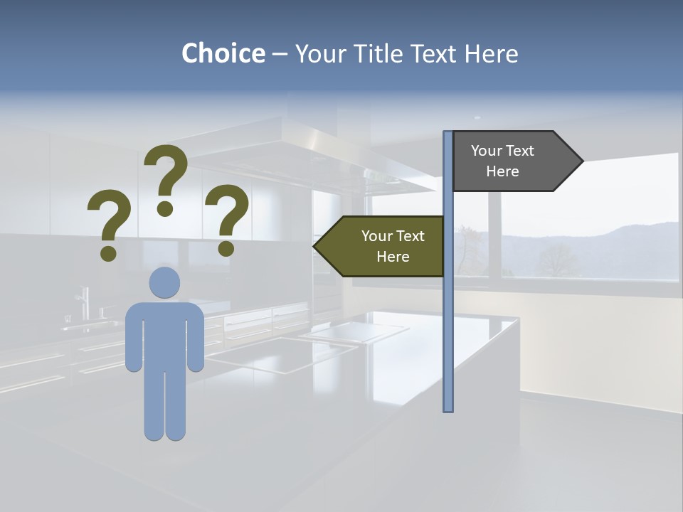 A Modern Kitchen With A Large Window Overlooking The Mountains PowerPoint Template