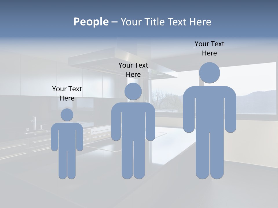 A Modern Kitchen With A Large Window Overlooking The Mountains PowerPoint Template