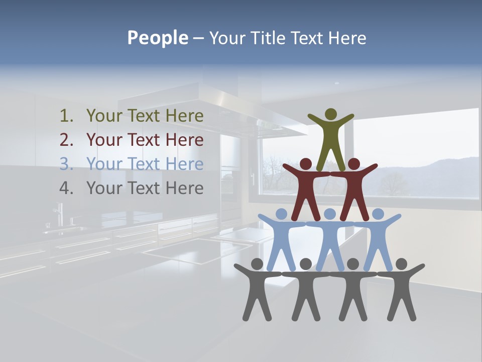 A Modern Kitchen With A Large Window Overlooking The Mountains PowerPoint Template