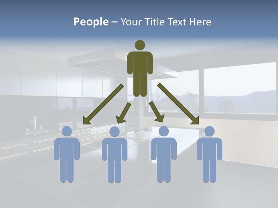 A Modern Kitchen With A Large Window Overlooking The Mountains PowerPoint Template