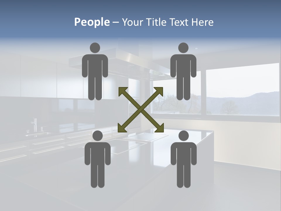 A Modern Kitchen With A Large Window Overlooking The Mountains PowerPoint Template