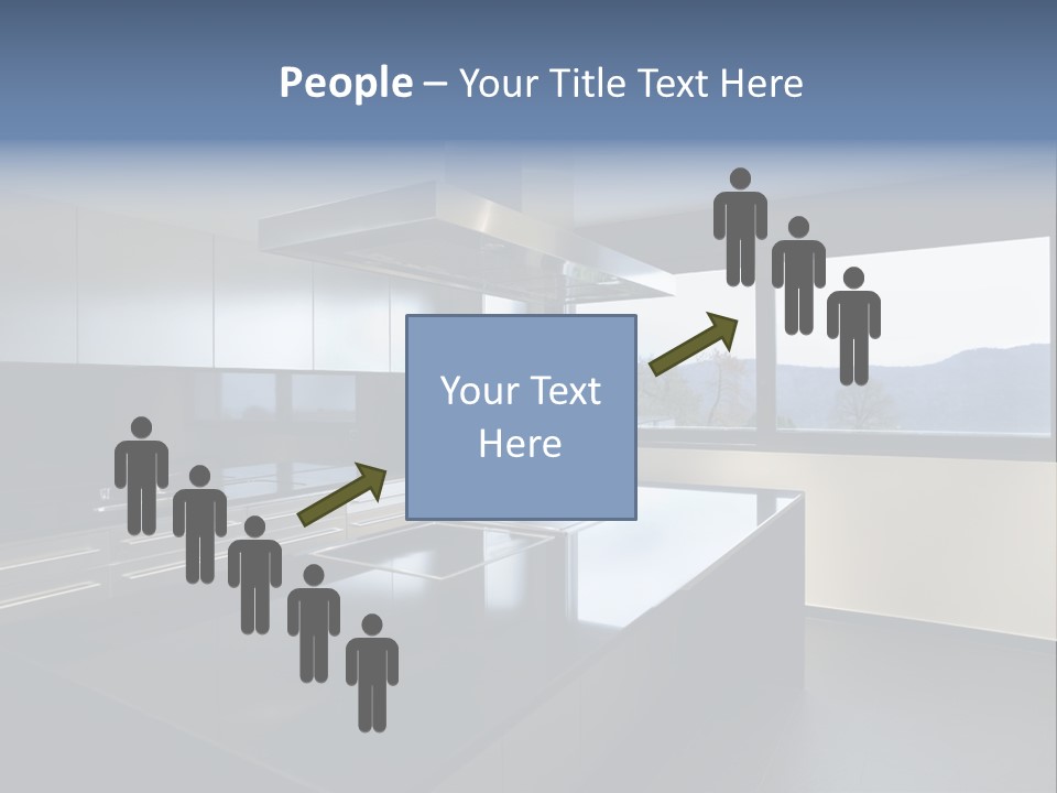 A Modern Kitchen With A Large Window Overlooking The Mountains PowerPoint Template