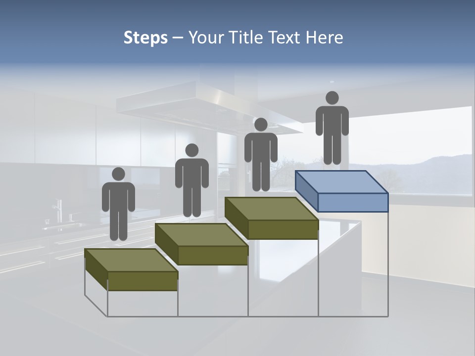 A Modern Kitchen With A Large Window Overlooking The Mountains PowerPoint Template