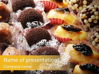 A Table Topped With Lots Of Different Types Of Pastries PowerPoint Template