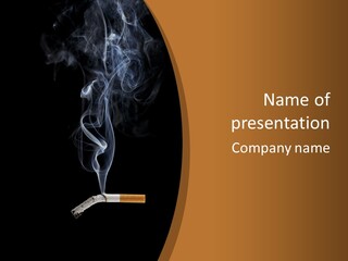 A Cigarette With Smoke Coming Out Of It On A Black Background PowerPoint Template