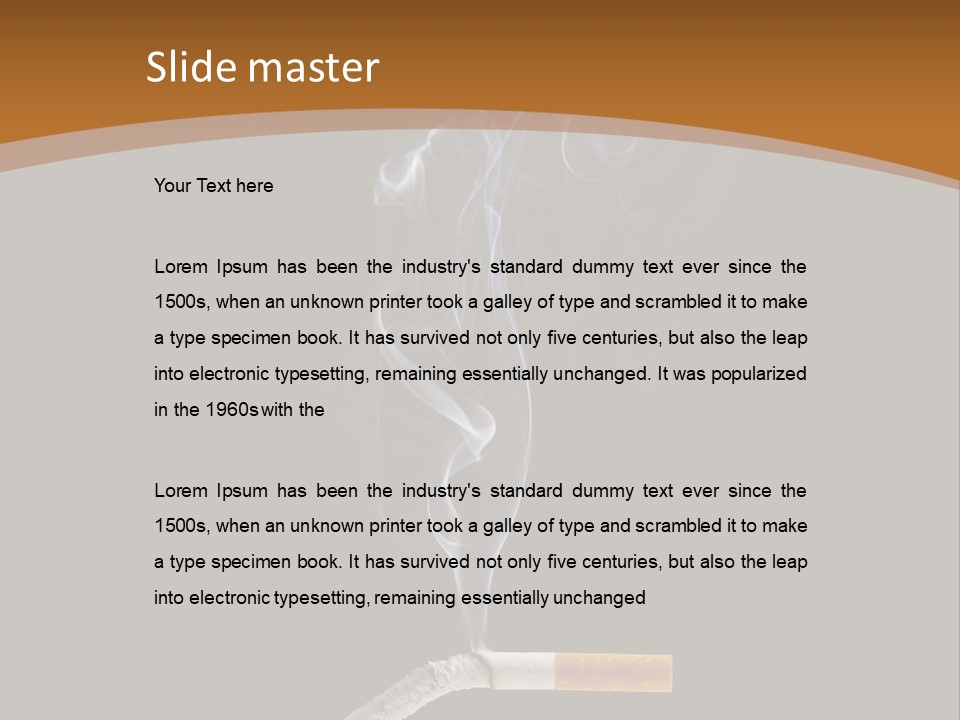 A Cigarette With Smoke Coming Out Of It On A Black Background PowerPoint Template