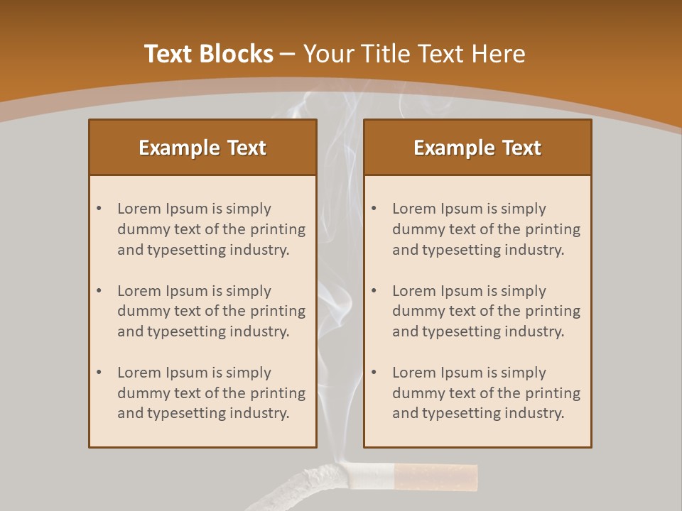 A Cigarette With Smoke Coming Out Of It On A Black Background PowerPoint Template