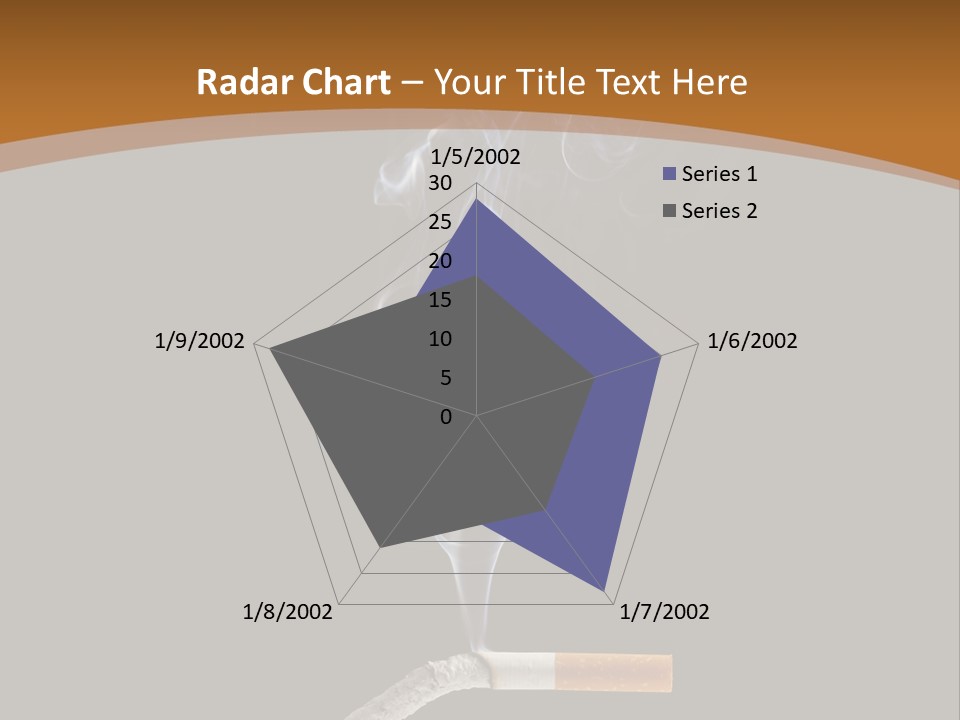 A Cigarette With Smoke Coming Out Of It On A Black Background PowerPoint Template