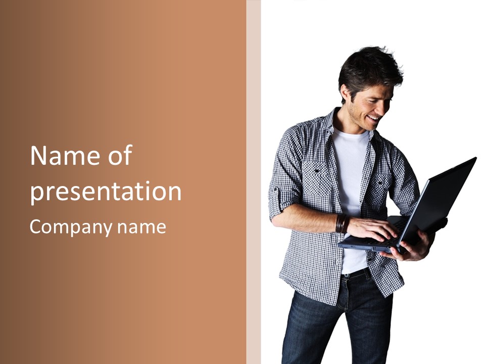 Vertical One Person Electronics PowerPoint Template