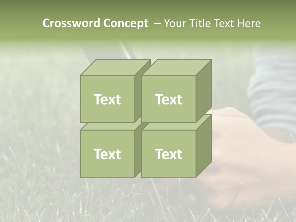 A Person Using A Cell Phone In The Grass PowerPoint Template