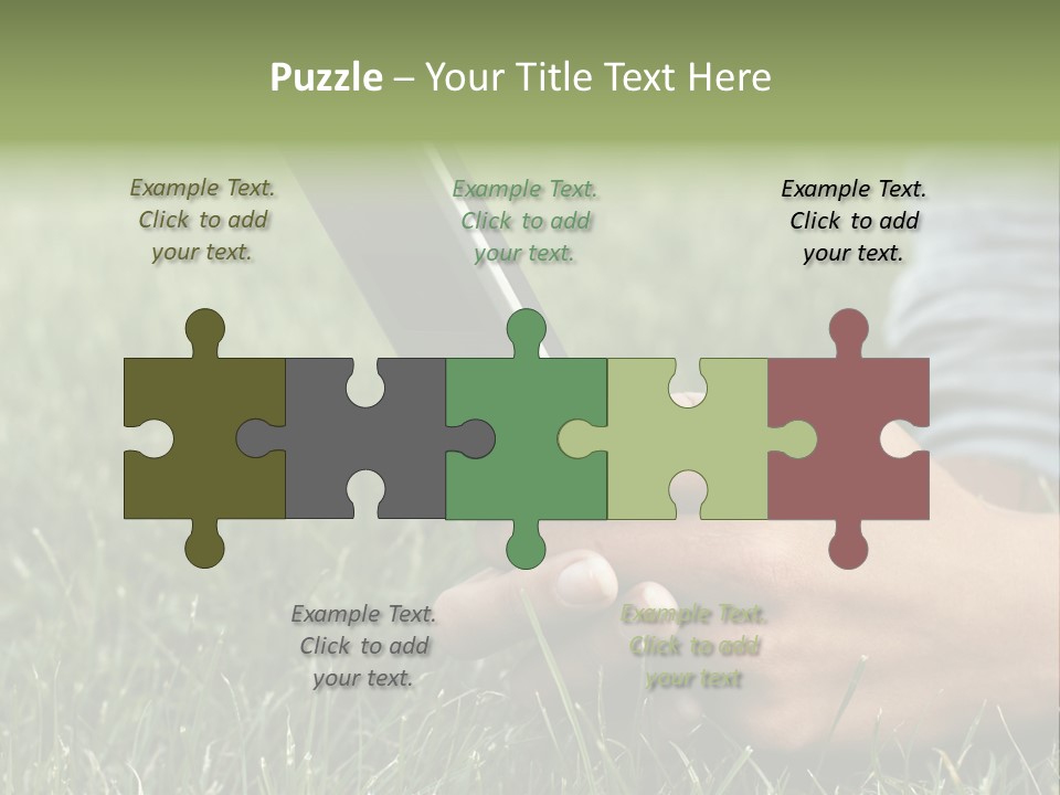 A Person Using A Cell Phone In The Grass PowerPoint Template