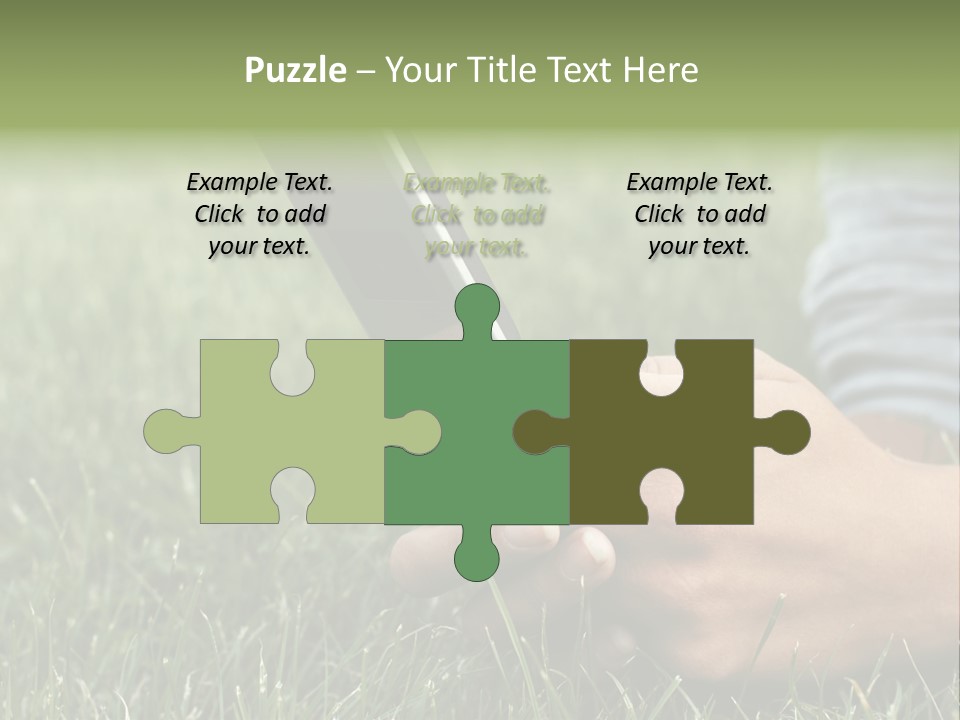 A Person Using A Cell Phone In The Grass PowerPoint Template