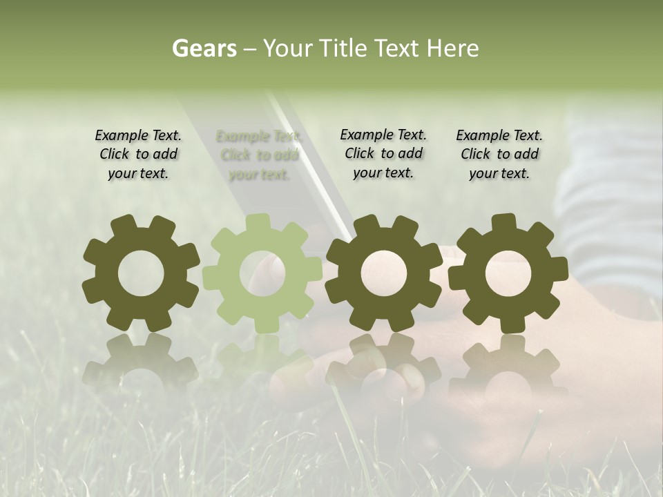 A Person Using A Cell Phone In The Grass PowerPoint Template