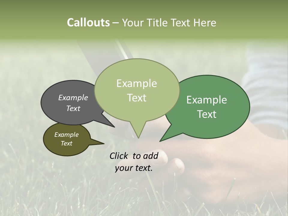 A Person Using A Cell Phone In The Grass PowerPoint Template