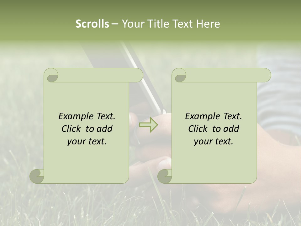 A Person Using A Cell Phone In The Grass PowerPoint Template
