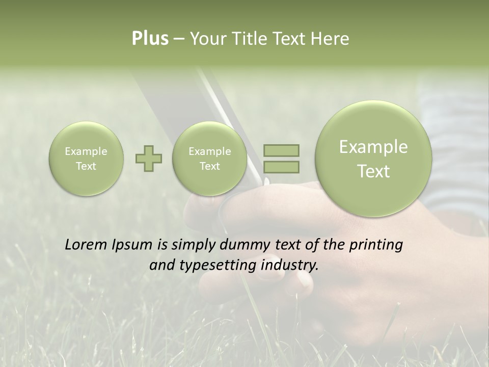 A Person Using A Cell Phone In The Grass PowerPoint Template