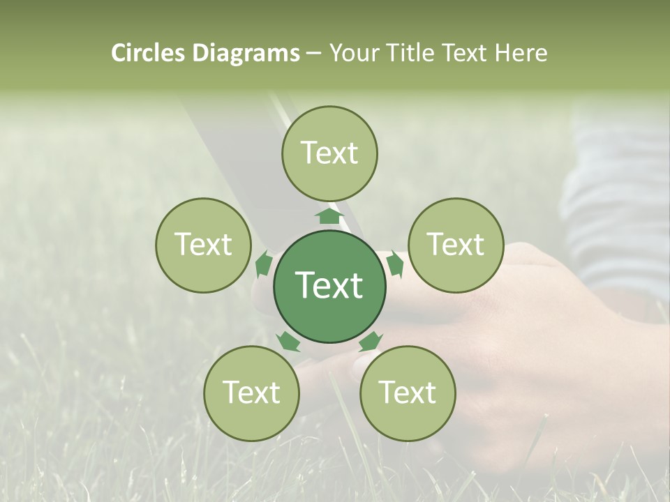 A Person Using A Cell Phone In The Grass PowerPoint Template