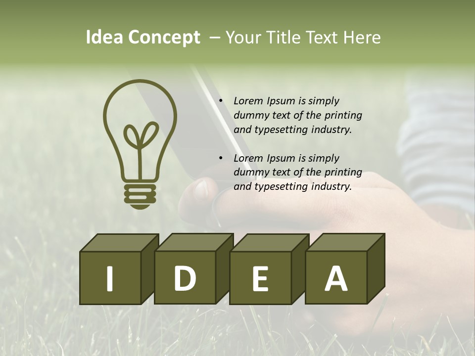 A Person Using A Cell Phone In The Grass PowerPoint Template