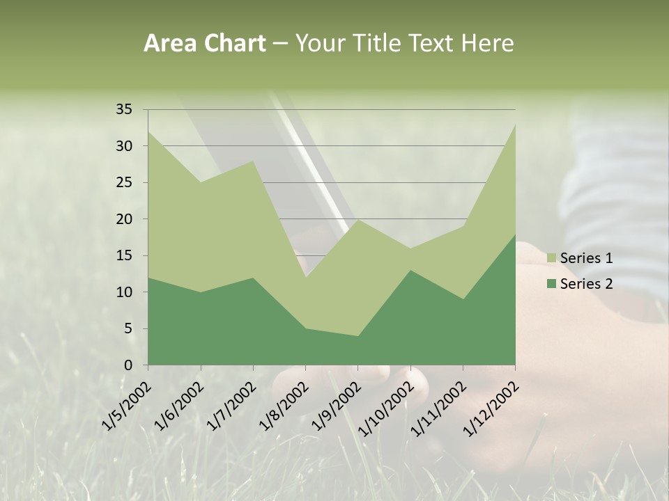 A Person Using A Cell Phone In The Grass PowerPoint Template