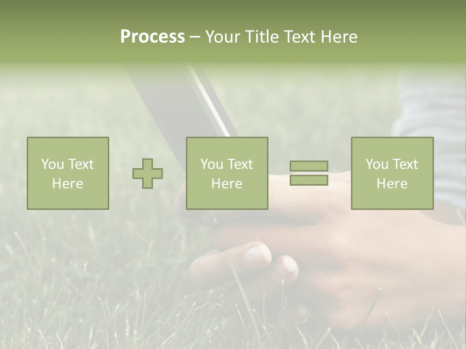 A Person Using A Cell Phone In The Grass PowerPoint Template