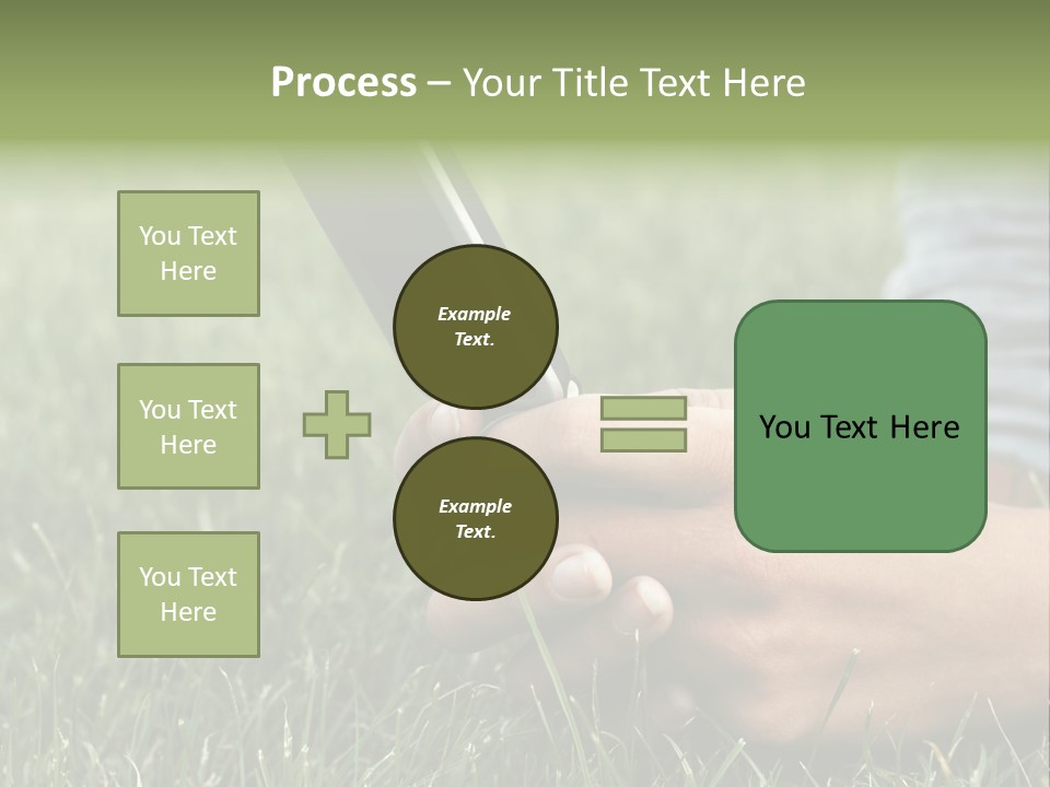 A Person Using A Cell Phone In The Grass PowerPoint Template
