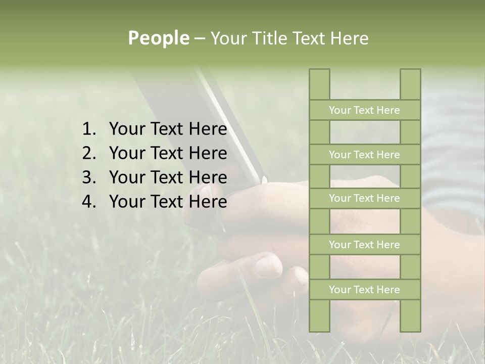 A Person Using A Cell Phone In The Grass PowerPoint Template