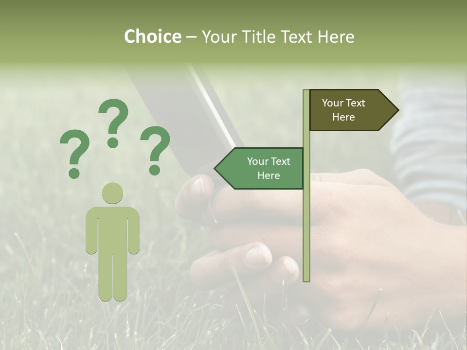 A Person Using A Cell Phone In The Grass PowerPoint Template