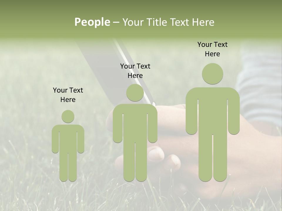 A Person Using A Cell Phone In The Grass PowerPoint Template
