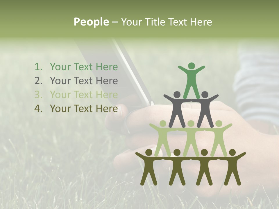 A Person Using A Cell Phone In The Grass PowerPoint Template