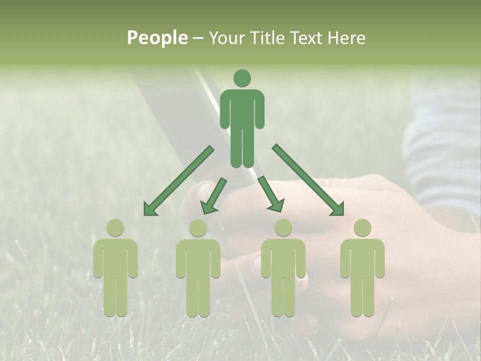 A Person Using A Cell Phone In The Grass PowerPoint Template