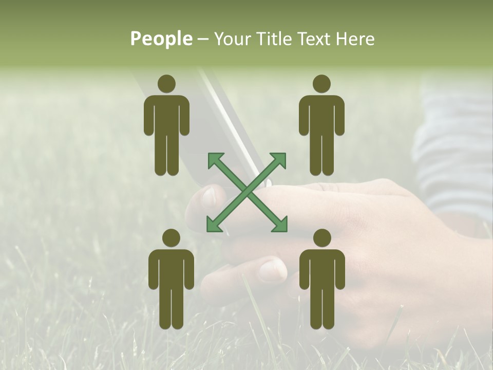 A Person Using A Cell Phone In The Grass PowerPoint Template