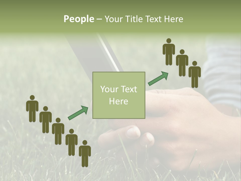 A Person Using A Cell Phone In The Grass PowerPoint Template
