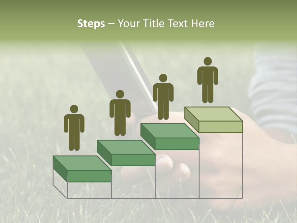 A Person Using A Cell Phone In The Grass PowerPoint Template