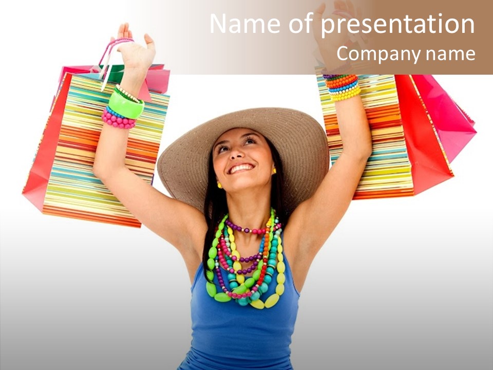 Bags Girl Paper PowerPoint Template