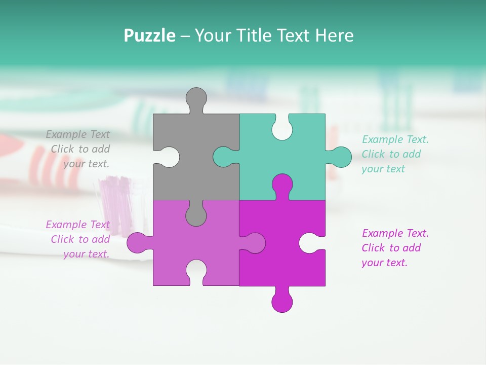 A Group Of Toothbrushes Sitting On Top Of A Table PowerPoint Template
