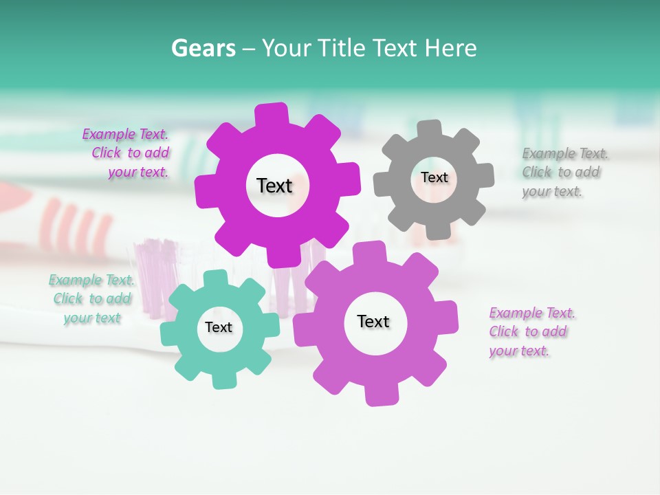 A Group Of Toothbrushes Sitting On Top Of A Table PowerPoint Template