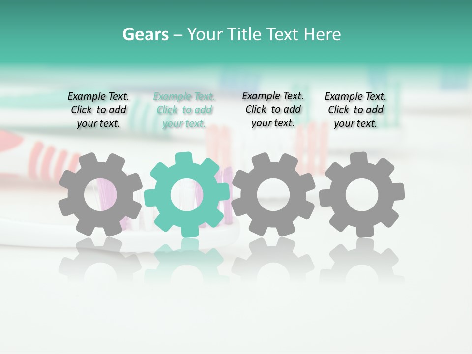 A Group Of Toothbrushes Sitting On Top Of A Table PowerPoint Template