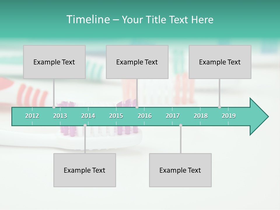 A Group Of Toothbrushes Sitting On Top Of A Table PowerPoint Template