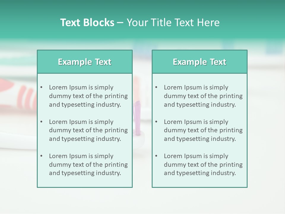 A Group Of Toothbrushes Sitting On Top Of A Table PowerPoint Template