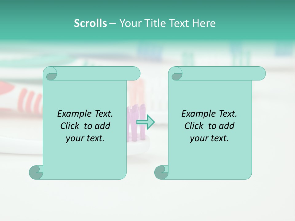 A Group Of Toothbrushes Sitting On Top Of A Table PowerPoint Template