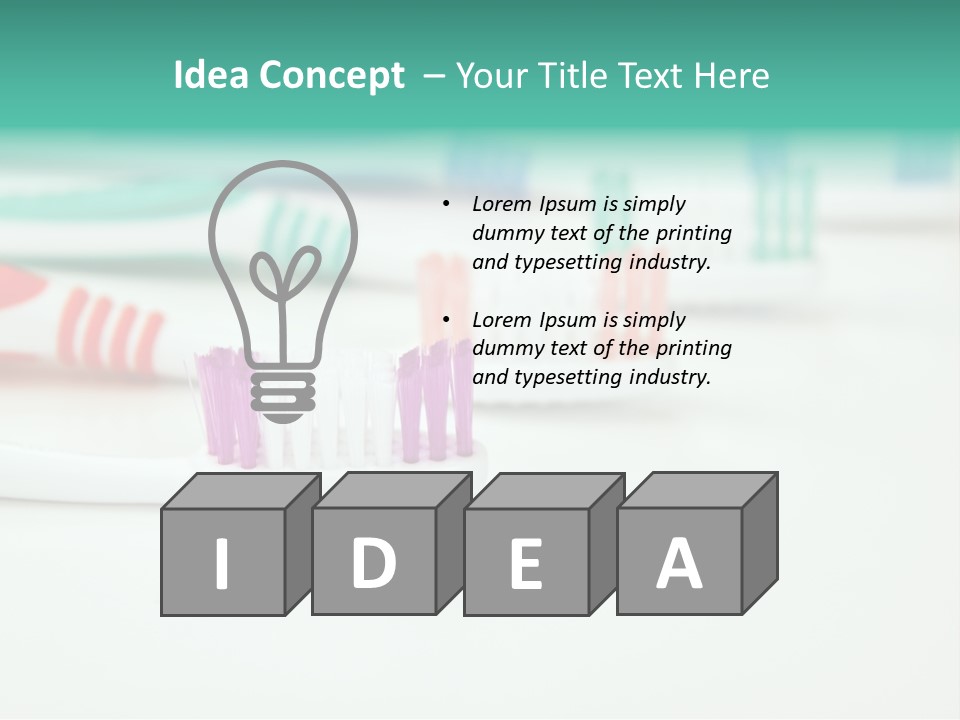 A Group Of Toothbrushes Sitting On Top Of A Table PowerPoint Template