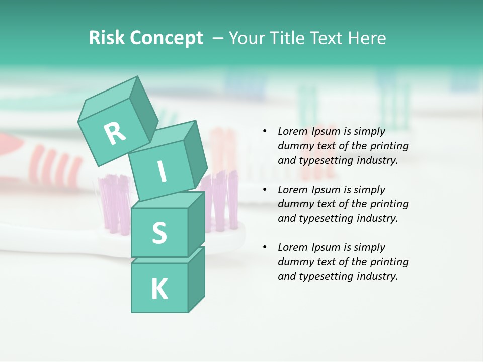 A Group Of Toothbrushes Sitting On Top Of A Table PowerPoint Template