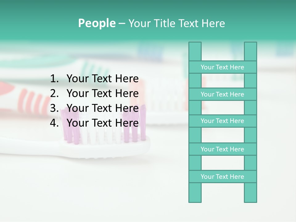 A Group Of Toothbrushes Sitting On Top Of A Table PowerPoint Template