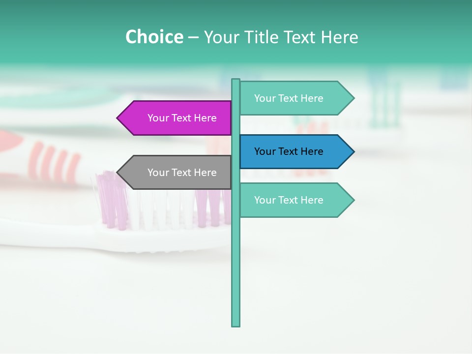 A Group Of Toothbrushes Sitting On Top Of A Table PowerPoint Template
