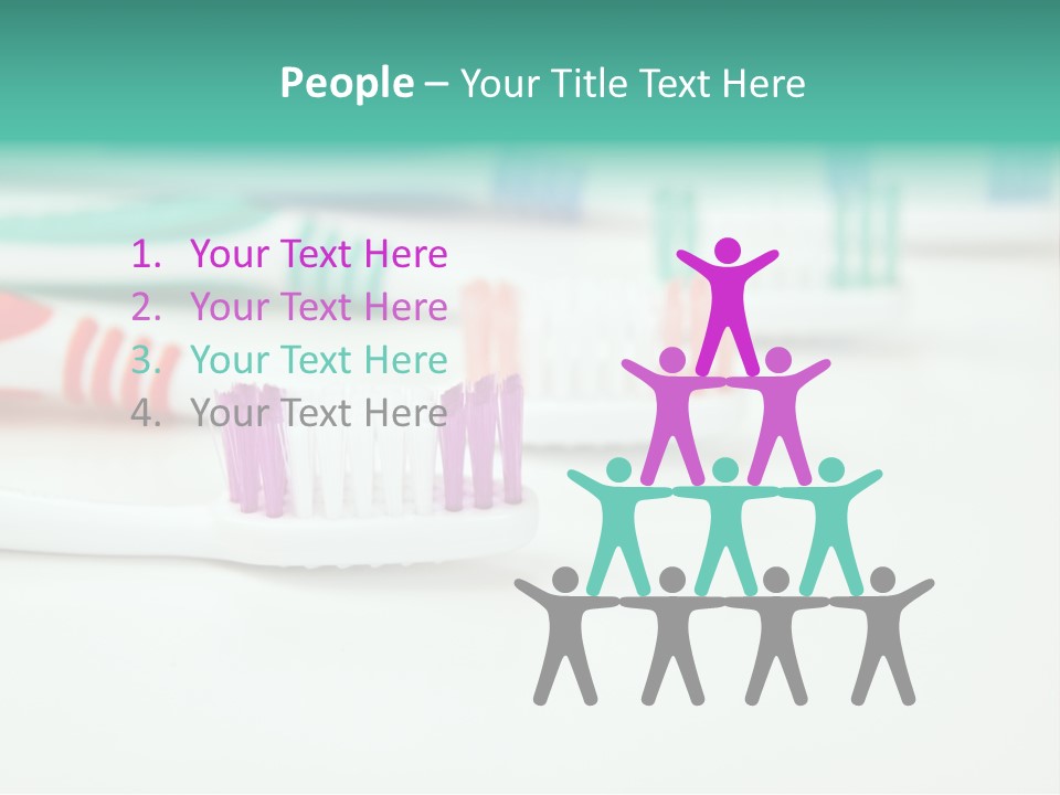 A Group Of Toothbrushes Sitting On Top Of A Table PowerPoint Template