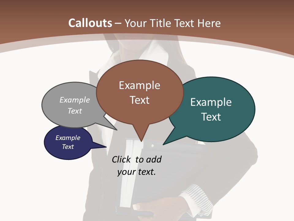 A Woman In A Business Suit Holding A Folder PowerPoint Template