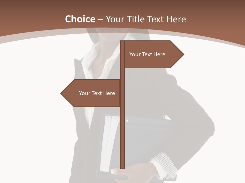 A Woman In A Business Suit Holding A Folder PowerPoint Template