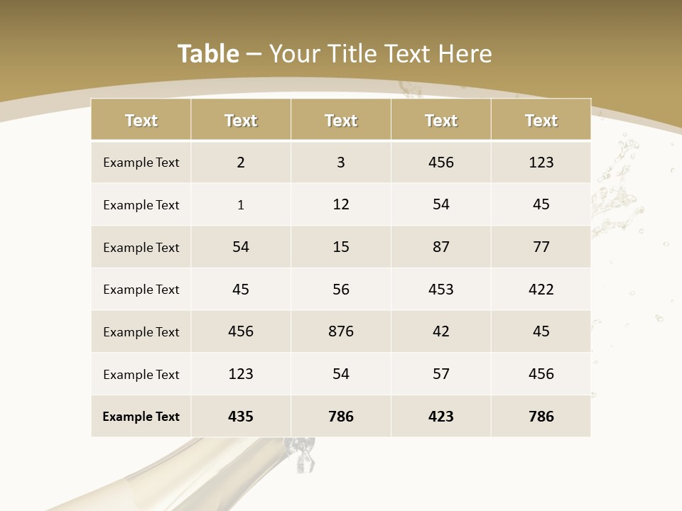 A Bottle Of Champagne With A Splash Of Water On It PowerPoint Template